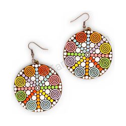 Wooden handmade mandala earrings - Geometric Spin (large)