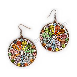 Wooden handmade mandala earrings - Eternal Orbit