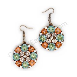Wooden handmade mandala earrings - Circular Symphony