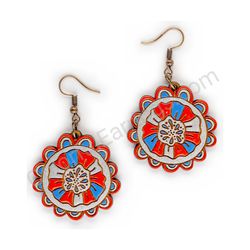 Wooden Drop Floral Earrings - Fairy Bloom Aura (circular), Multicolored 2