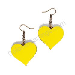 Wooden handmade heart-shaped earrings - Pure Heart (yellow, large)