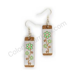 Wooden handmade floral earrings - Blooming Path