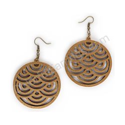Wooden handmade geometric earrings - Flowing Arcs (bronze, large)