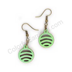 Wooden handmade geometric earrings - Flowing Arcs (light green, small)