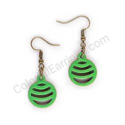Wooden handmade geometric earrings - Flowing Arcs (green, small)