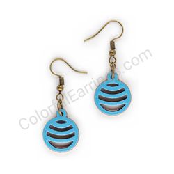 Wooden handmade geometric earrings - Flowing Arcs (blue, small)