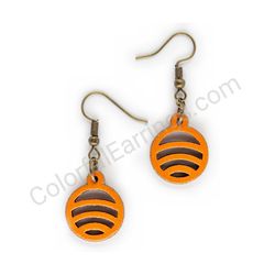 Wooden handmade geometric earrings - Flowing Arcs (orange, small)