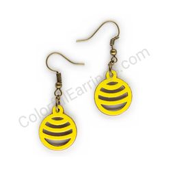 Wooden handmade geometric earrings - Flowing Arcs (yellow, small)