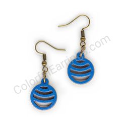 Wooden handmade geometric earrings - Flowing Arcs (dark blue, small)