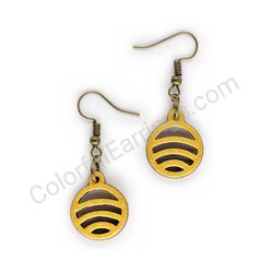 Wooden handmade geometric earrings - Flowing Arcs (gold, small)