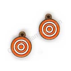Wooden handmade geometric earrings - Infinite Orbit (red-white, small)