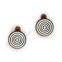 Wooden handmade geometric earrings - Infinite Orbit (blue-white, small)