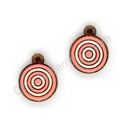 Wooden handmade geometric earrings - Infinite Orbit (pink-white, small)
