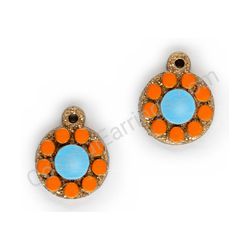 Wooden Drop Geometric Earrings - Beaded Orbit 2 (circular, small), Colorful 2