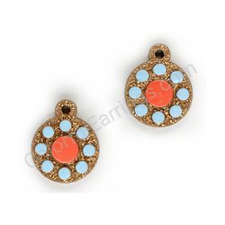 Wooden Drop Geometric Earrings - Beaded Orbit 2 (circular, small), Colorful 4