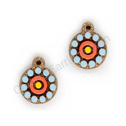 Wooden Drop Geometric Earrings - Beaded Orbit (circular, small), Colorful 2