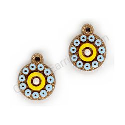 Wooden Drop Geometric Earrings - Circular Harmony (circular), Colorful 1