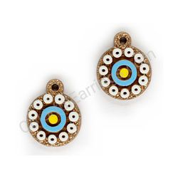 Wooden Drop Geometric Earrings - Circular Harmony (circular), Colorful 2