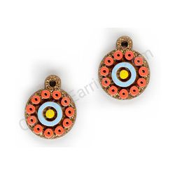 Wooden Drop Geometric Earrings - Circular Harmony (circular), Colorful 3