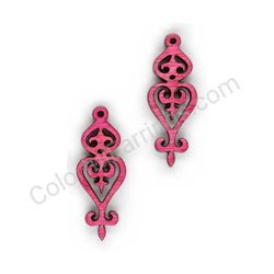 Wooden Drop Lace Earrings - Slim Royal (irregular), Pink 1