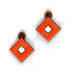 Wooden Drop Geometric Earrings - Dual Tones (diamond-shaped), Red