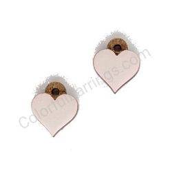 Wooden handmade heart earrings - Pure Heart (beige, small)