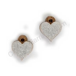 Wooden handmade heart earrings - Pure Heart (silver, small)