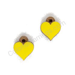 Wooden handmade heart earrings - Pure Heart (yellow, small)