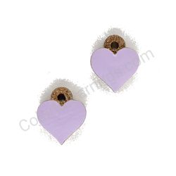 Wooden handmade heart earrings - Pure Heart (purple, small)