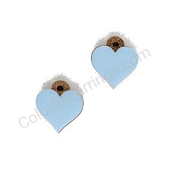 Wooden handmade heart earrings - Pure Heart (light blue, small)