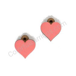 Wooden handmade heart earrings - Pure Heart (pink, small)