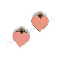 Wooden handmade heart earrings - Pure Heart (light pink, small)