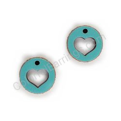 Wooden handmade heart earrings - Heart Circle (blue???)