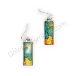 Abstract drop earrings - Abstract Pulse (turquoise, rectangular)