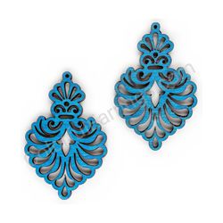 Wooden Drop Lace Earrings - Royal Elegance (irregular), Blue 1