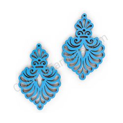 Wooden Drop Lace Earrings - Royal Elegance (irregular), Blue 4