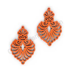 Wooden Drop Lace Earrings - Royal Elegance (irregular), Red 2
