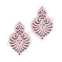 Wooden Drop Lace Earrings - Royal Elegance (irregular), Pink 3