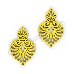 Drop Wooden Irregular Lace Earrings - Royal Elegance, Yellow