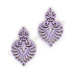 Wooden Drop Lace Earrings - Royal Elegance (irregular), Purple 1