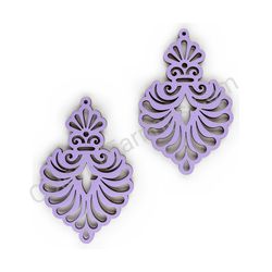 Wooden Drop Lace Earrings - Royal Elegance (irregular), Purple 2