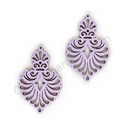 Wooden Drop Lace Earrings - Royal Elegance (irregular), Purple 3