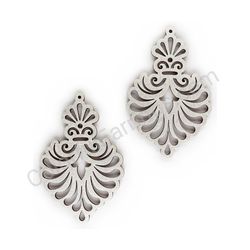 Wooden Drop Lace Earrings - Royal Elegance (irregular), Silver 2