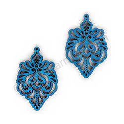 Wooden Drop Lace Earrings - Queen’s Touch (irregular), Blue 1