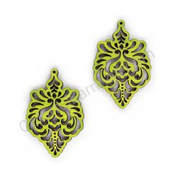 Wooden Drop Lace Earrings - Queen’s Touch (irregular), Green 1