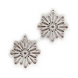 Wooden Drop Lace Earrings - Snowflake (irregular), Silver