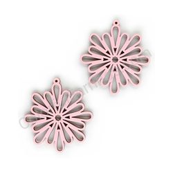 Wooden Drop Lace Earrings - Snowflake (irregular), Pink