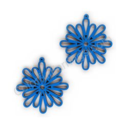 Wooden Drop Lace Earrings - Snowflake (irregular), Blue 1