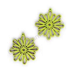Wooden Drop Lace Earrings - Snowflake (irregular), Green 1
