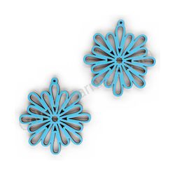 Wooden Drop Lace Earrings - Snowflake (irregular), Blue 2